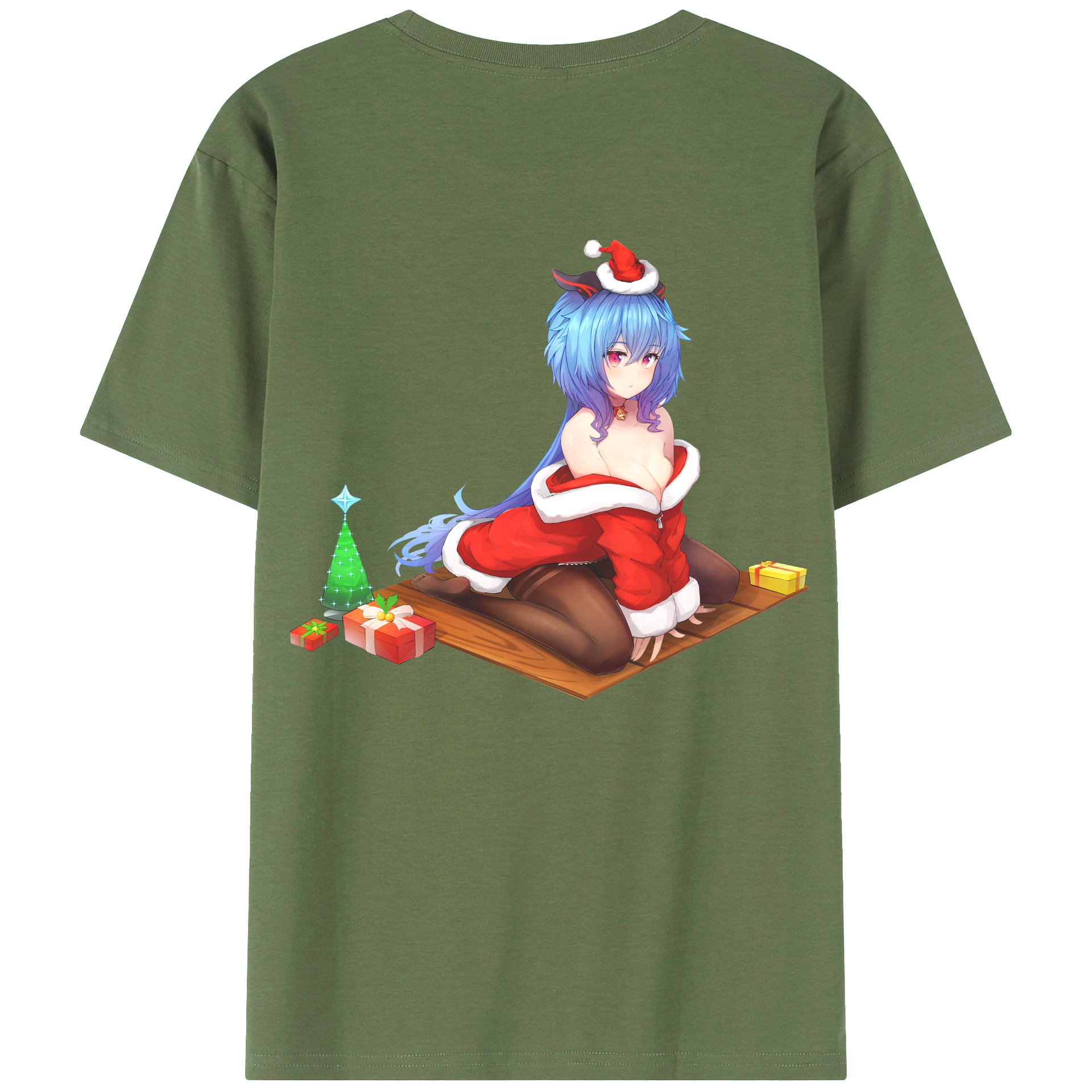 げんし神 甘雨 かんう genshin Ganyu 綿100％ メンズ半袖Tシャツ（バックプリント） 通気性
